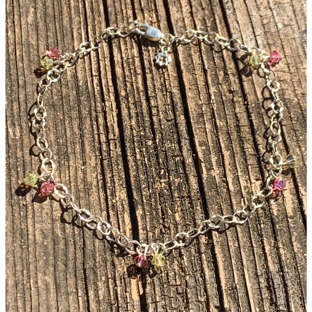 Elyse Ryan Sterling Silver and Crystal Ankle Bracelet